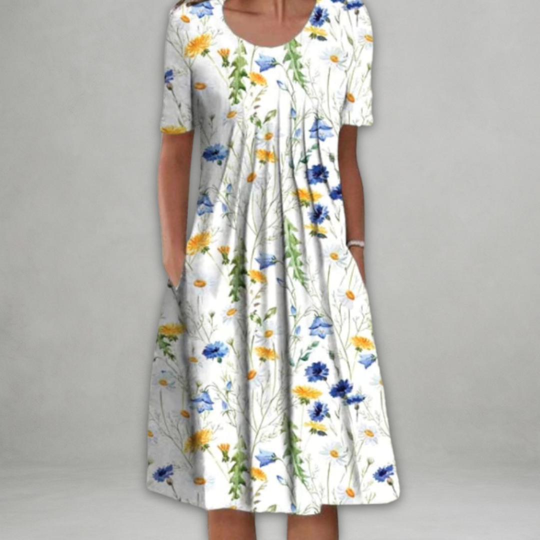 Eira™ - Elegant Klänning med Blommönster Som Täcker Magen