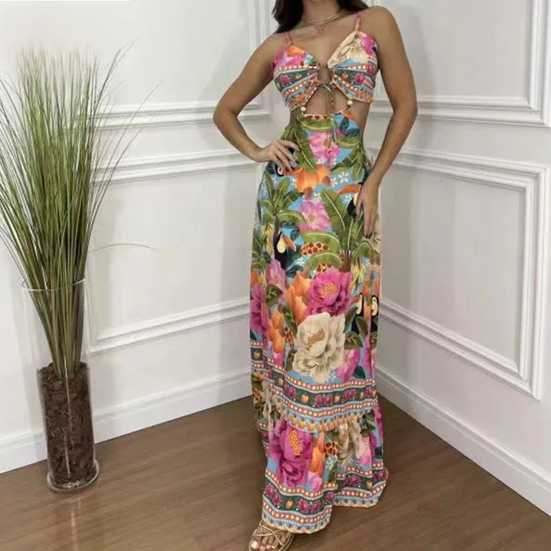 Divina | Tropical Maxi Dress