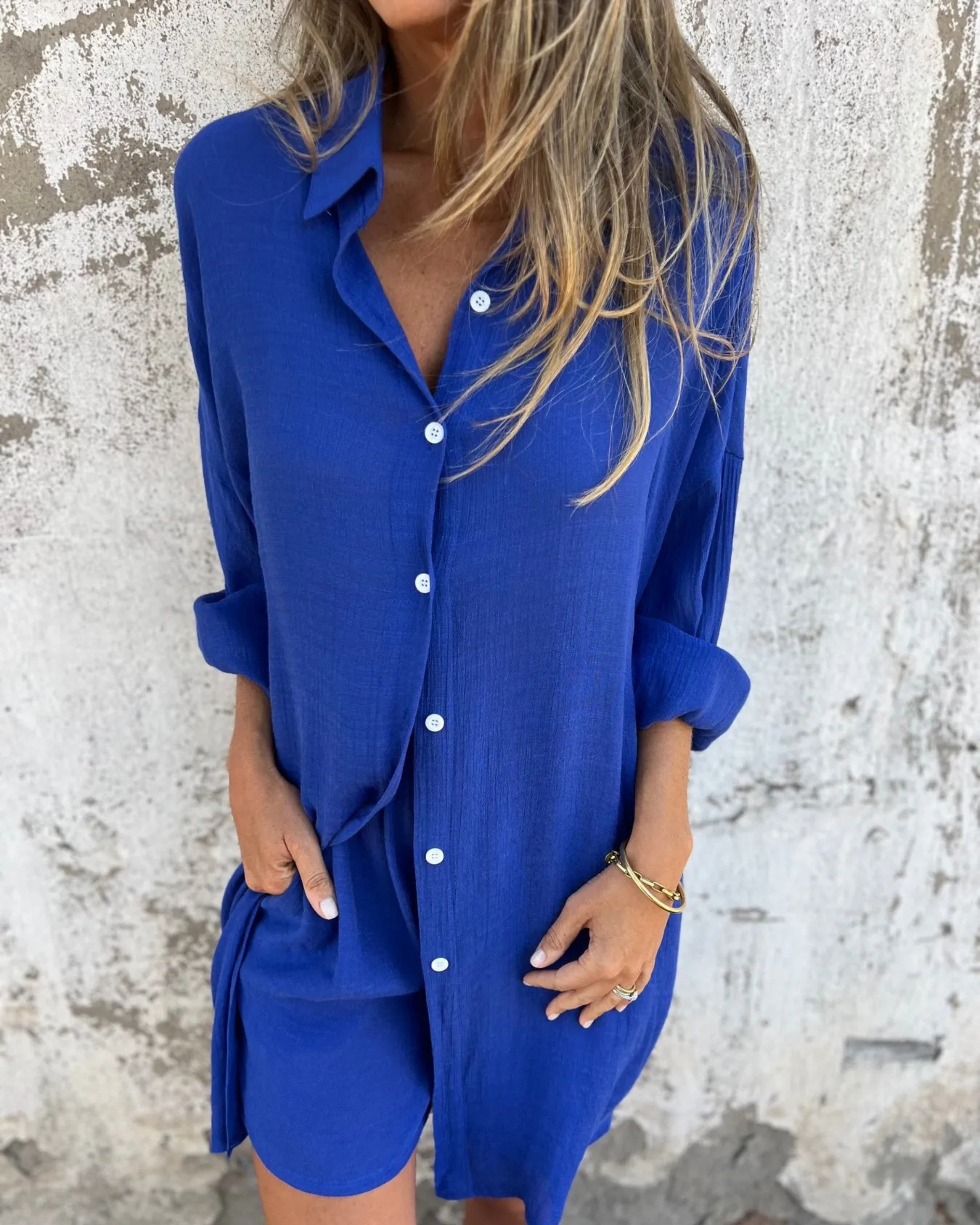 Magdalena™ - Avslappnad Chic Skjorta & Shorts Set