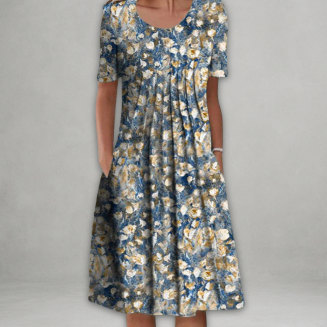 Eira™ - Elegant Klänning med Blommönster Som Täcker Magen