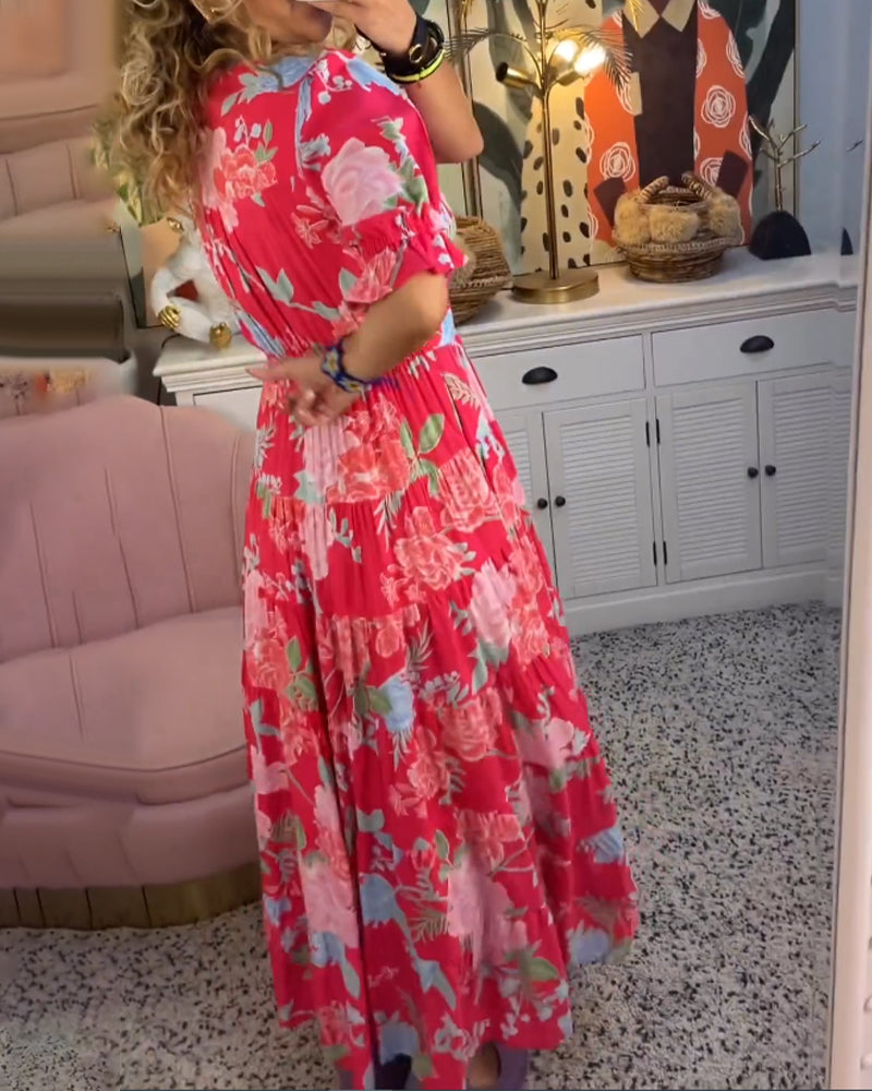 Katerina™ – Bekväm Blommig Klänning med Fickor