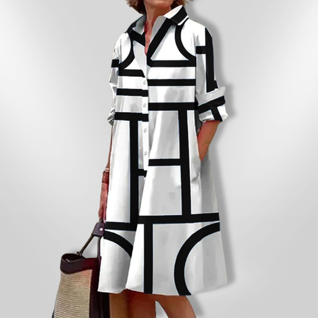 Julie™ - Geometriskt Mönstrad Modern Midiklänning