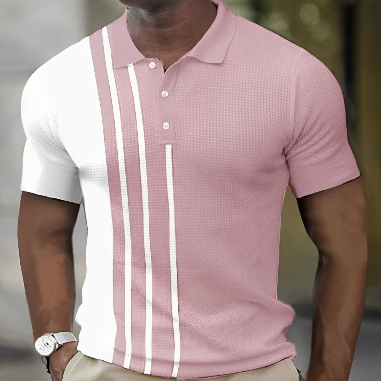 Baltasar™ - Herrpikétröja med Stilrena Ränder – Slim Fit