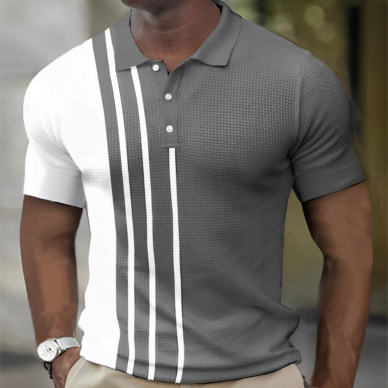 Baltasar™ - Herrpikétröja med Stilrena Ränder – Slim Fit