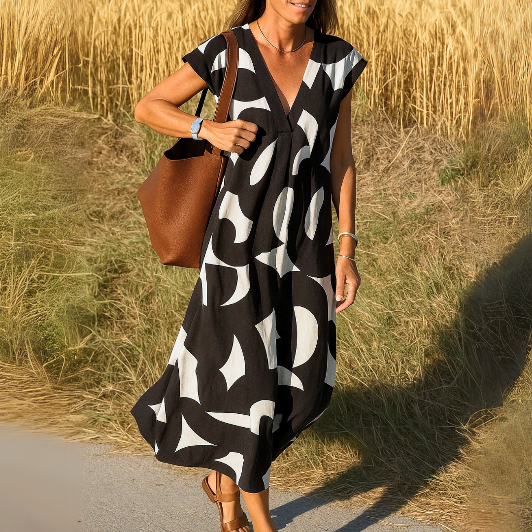 Azura™ - Ibiza-stil Bekväm och Flödande Klänning med V-ringning