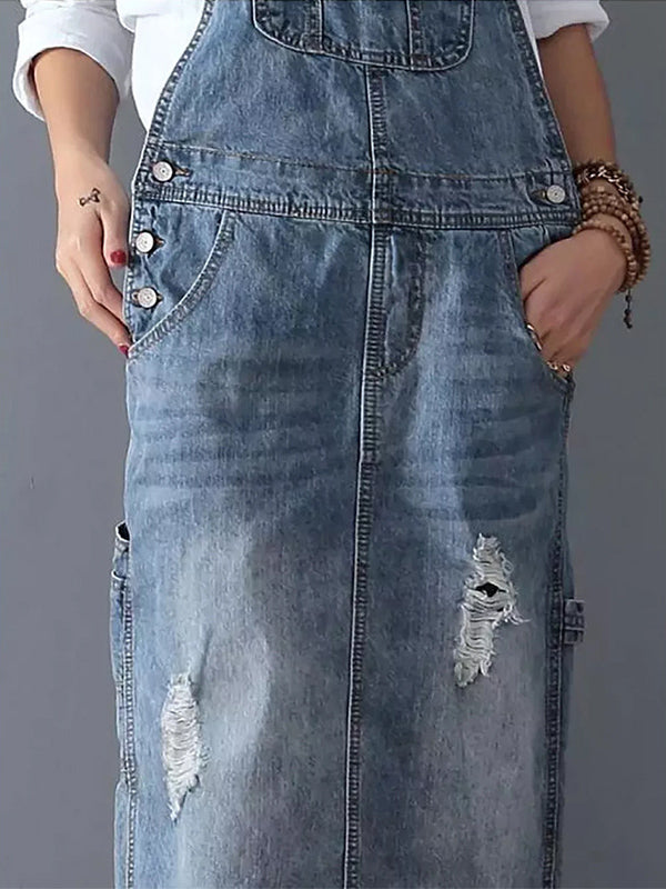 Frayla™ - Sliten Jeansklänning med Slits Bak
