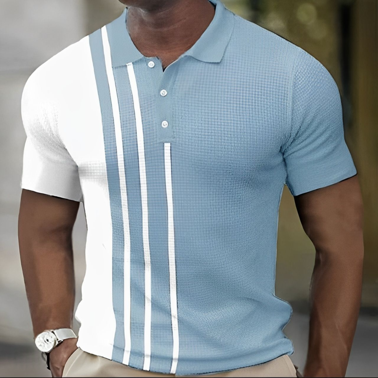 Baltasar™ - Herrpikétröja med Stilrena Ränder – Slim Fit