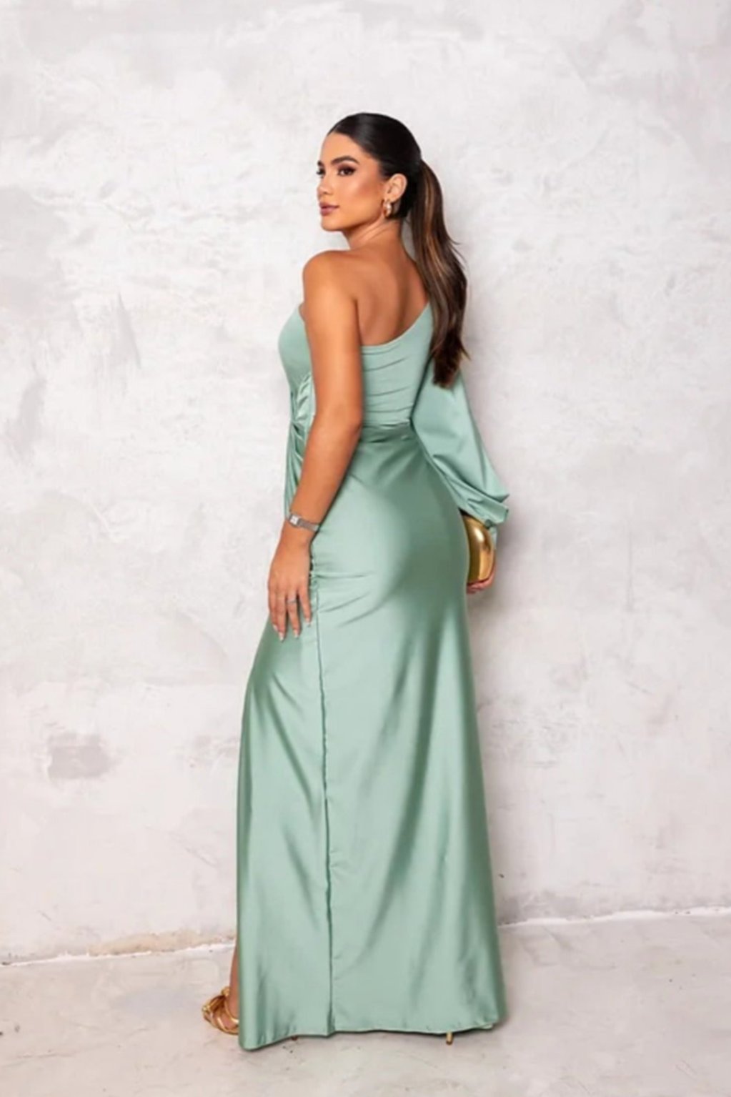 Priscilla | One sleeve satin dress