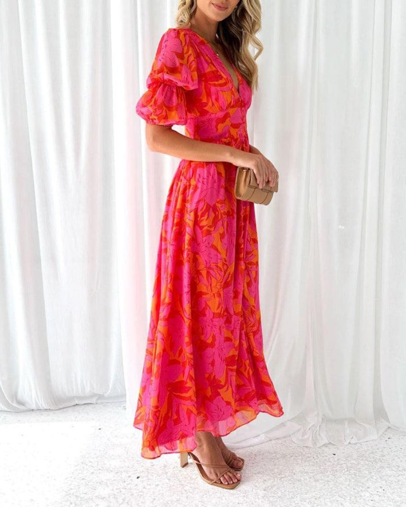 Elenor | Red-pink maxi dress