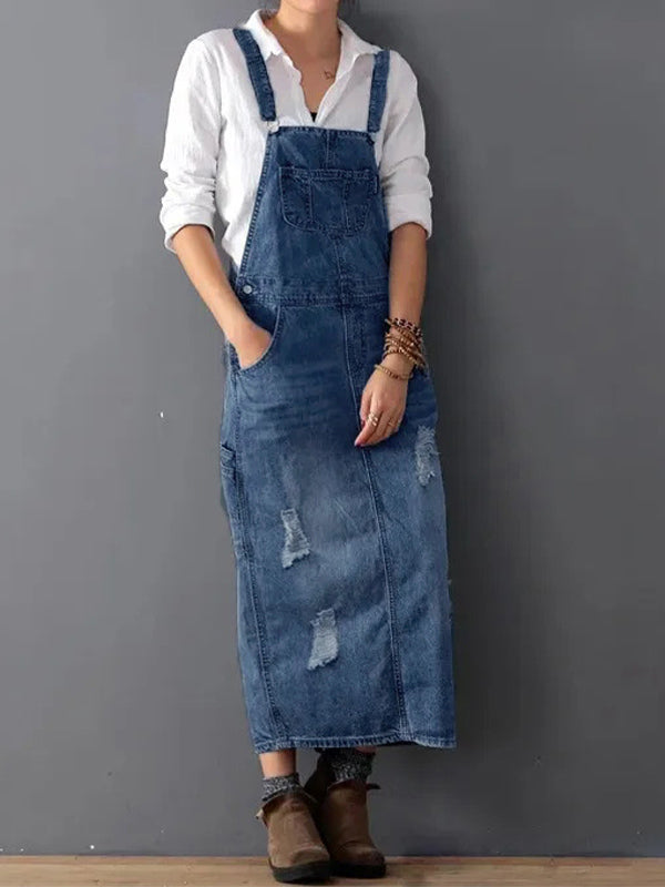Frayla™ - Sliten Jeansklänning med Slits Bak