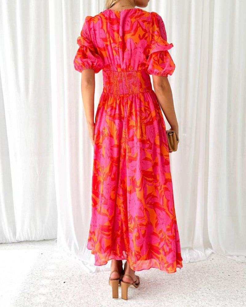 Elenor | Red-pink maxi dress