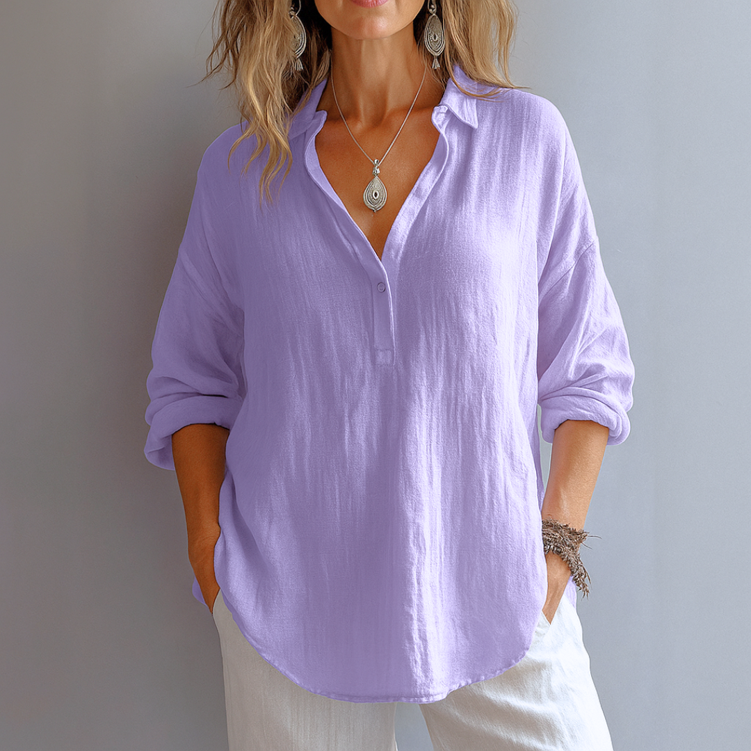 Ondine™ – Elegant Linneskjorta med V-ringning