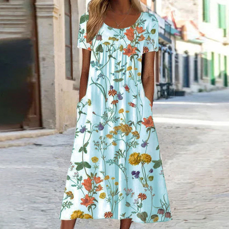 Monica | Floral Boho Dress with Belly Cover