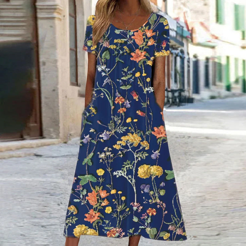 Monica | Floral Boho Dress with Belly Cover