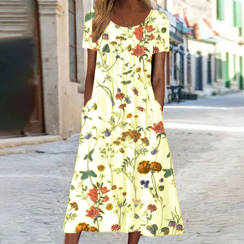 Monica | Floral Boho Dress with Belly Cover