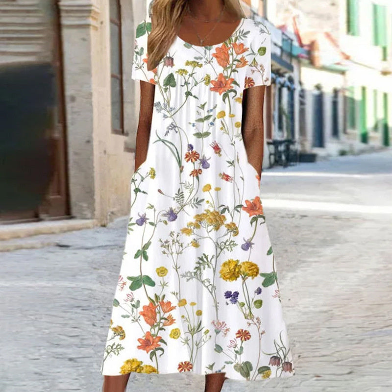 Monica | Floral Boho Dress with Belly Cover