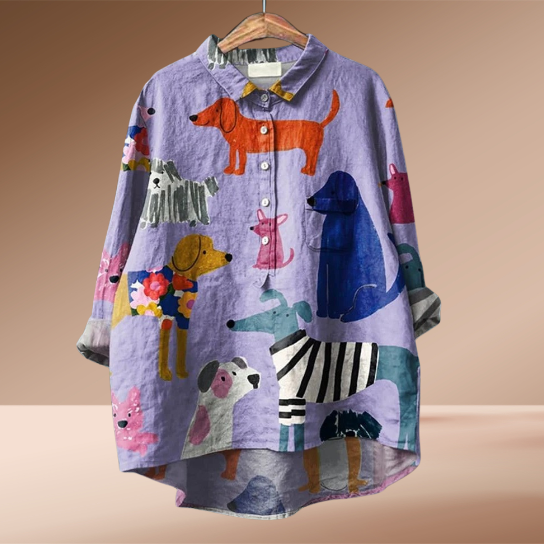 Dorena® | Exclusive Women's Blouse with Dog Print