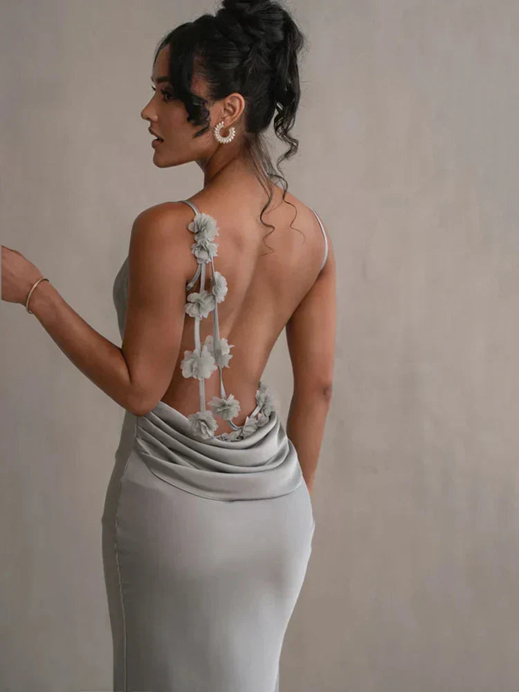 Romina |  Backless floral maxi dress