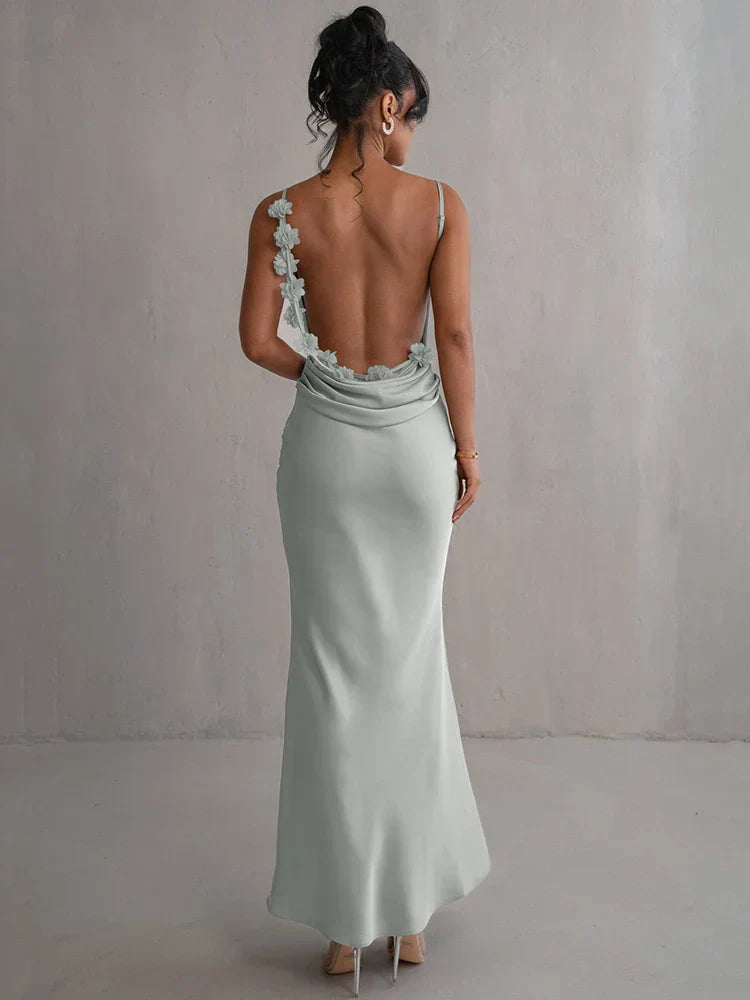Romina |  Backless floral maxi dress