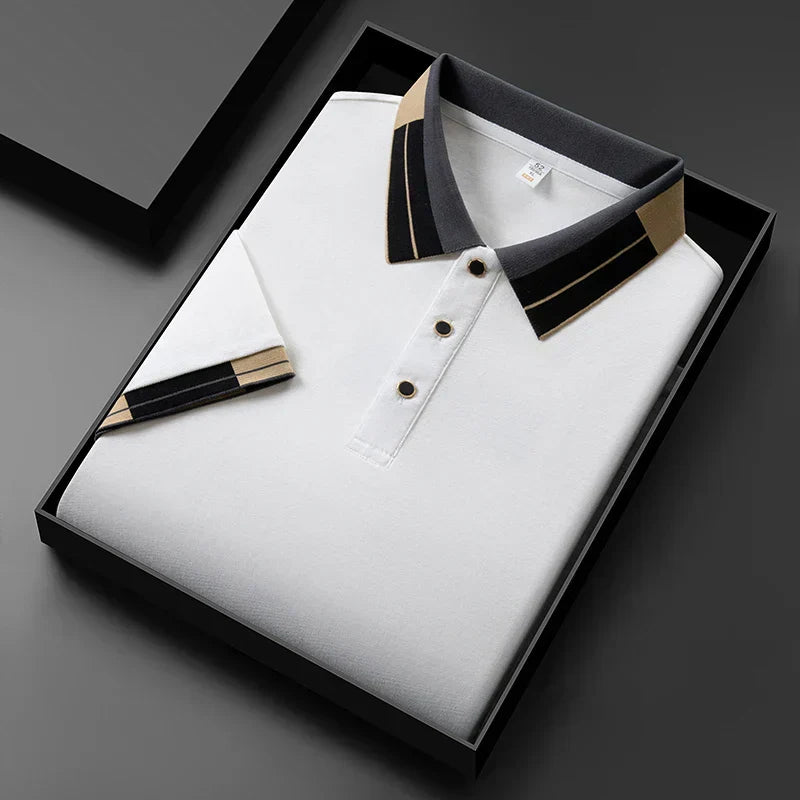 Marius™ – Elegant Pikétröja med Kontrasterande Detaljer
