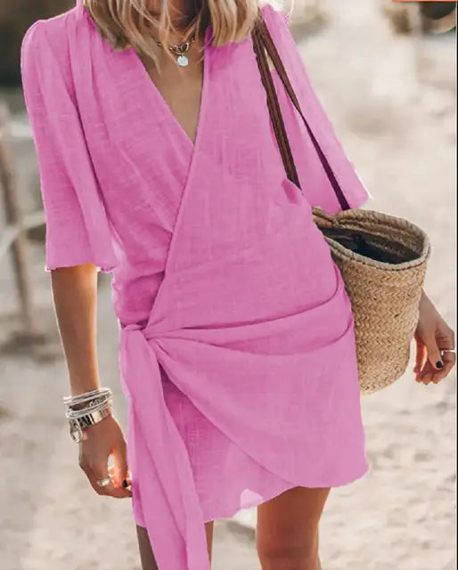 Chloe | Linen Dress with V-Neckline