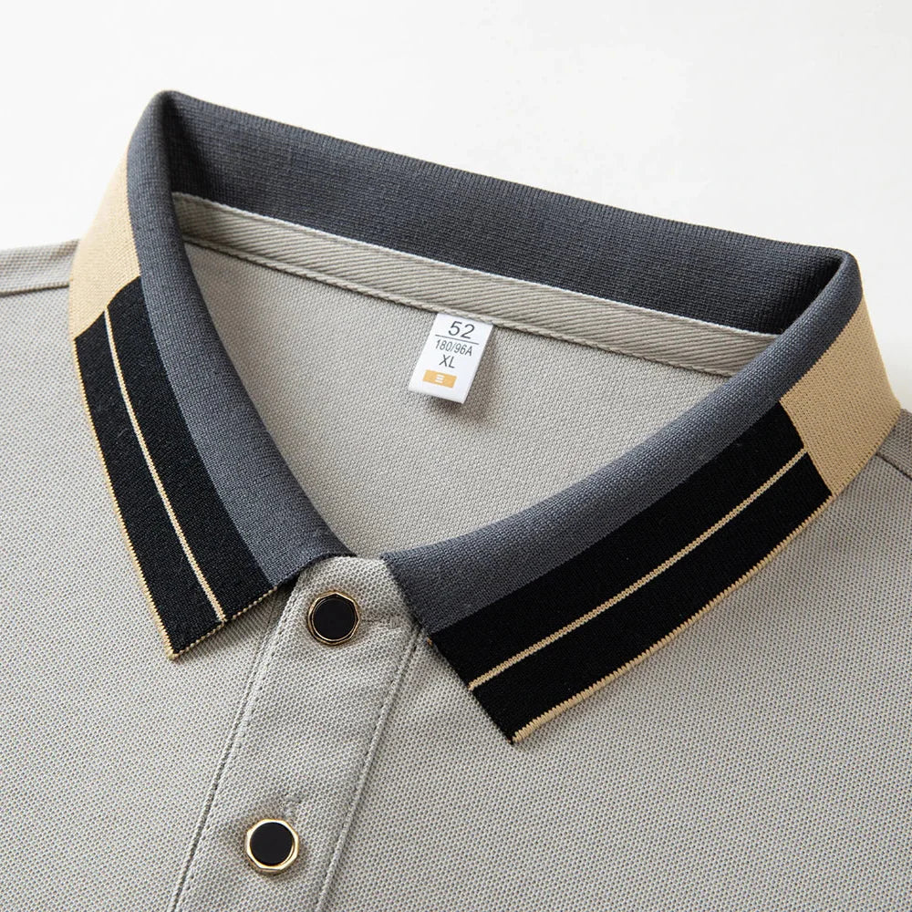 Marius™ – Elegant Pikétröja med Kontrasterande Detaljer