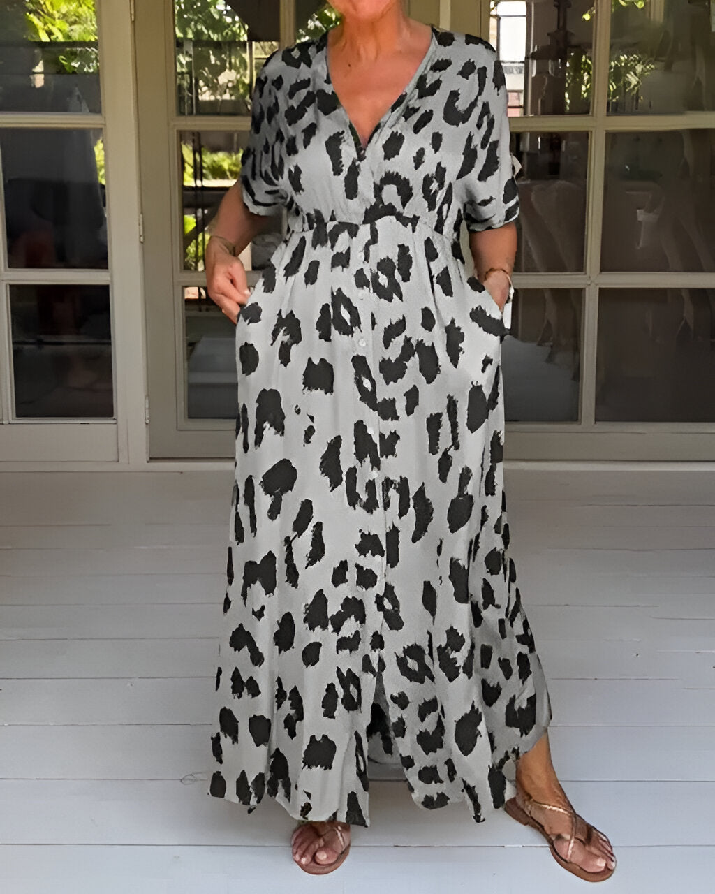 Sable™ - Stilren Maxiklänning med Leopardmönster