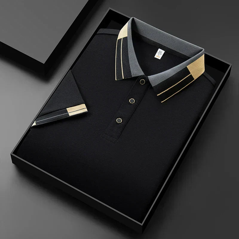Marius™ – Elegant Pikétröja med Kontrasterande Detaljer
