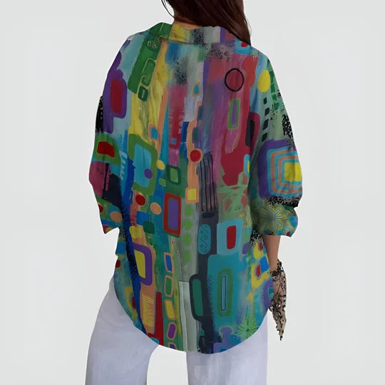 Lilou™ - Vardaglig Blus med Färgglad Design