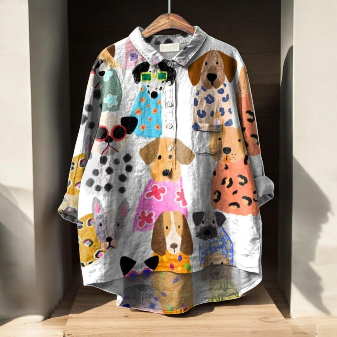 Dorena® | Exclusive Women's Blouse with Dog Print