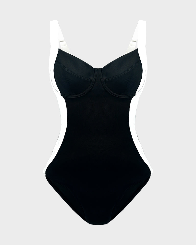 Deep V Lace-Up Back Sculpting Swimsuit
