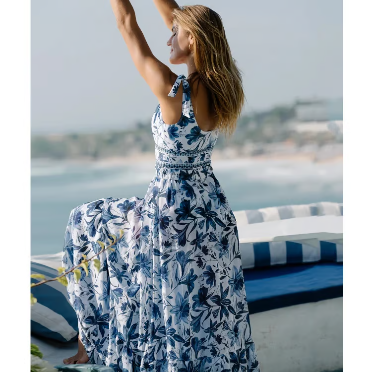 Cari - V Neck Floral Print One-Piece Swimsuit Set