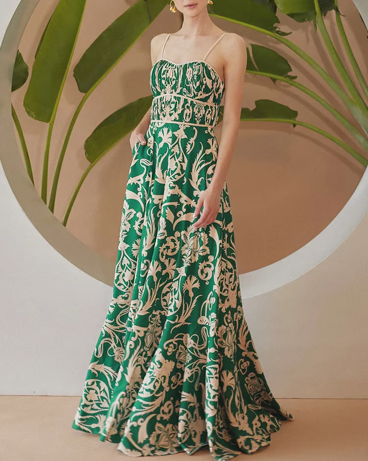 Flora - Floral Print Flared Skirt Swimsuit Set