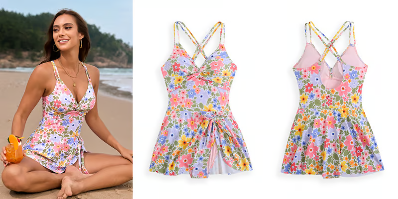 Lola - Crossover Skirt One-piece Swimsuit