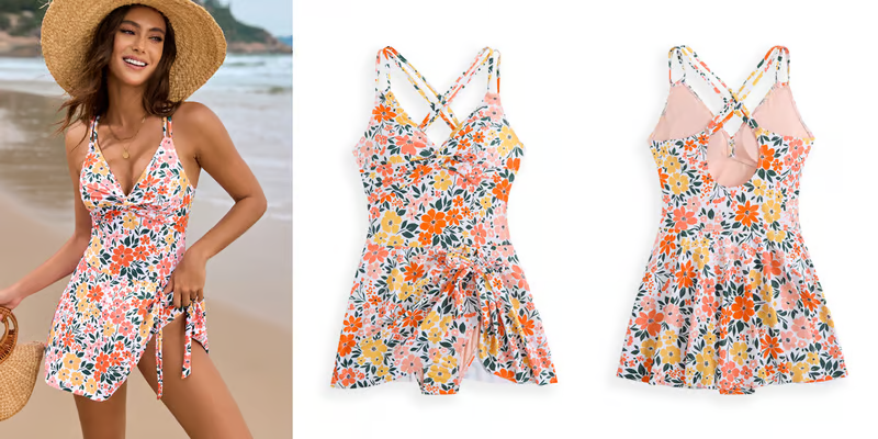 Lola - Crossover Skirt One-piece Swimsuit