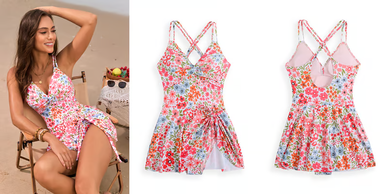 Lola - Crossover Skirt One-piece Swimsuit