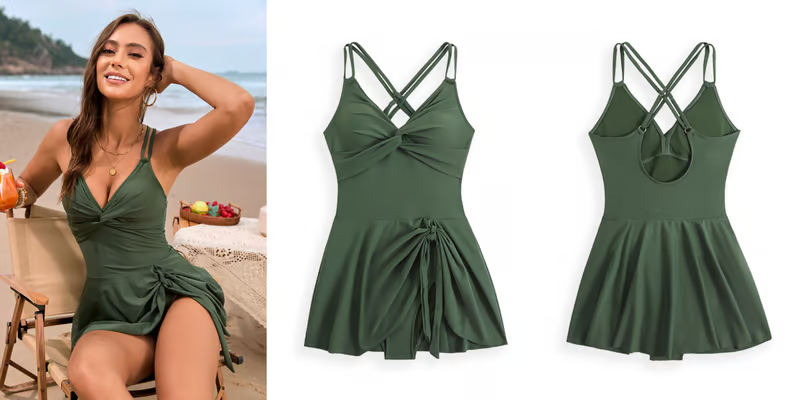 Lola - Crossover Skirt One-piece Swimsuit