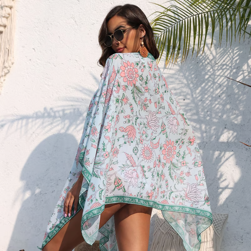 Peggy - Print Deep V Neck Two Piece Swimsuit Set