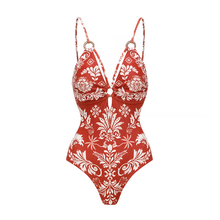 Lesly - V Neck Print Two Piece Swimsuit Set