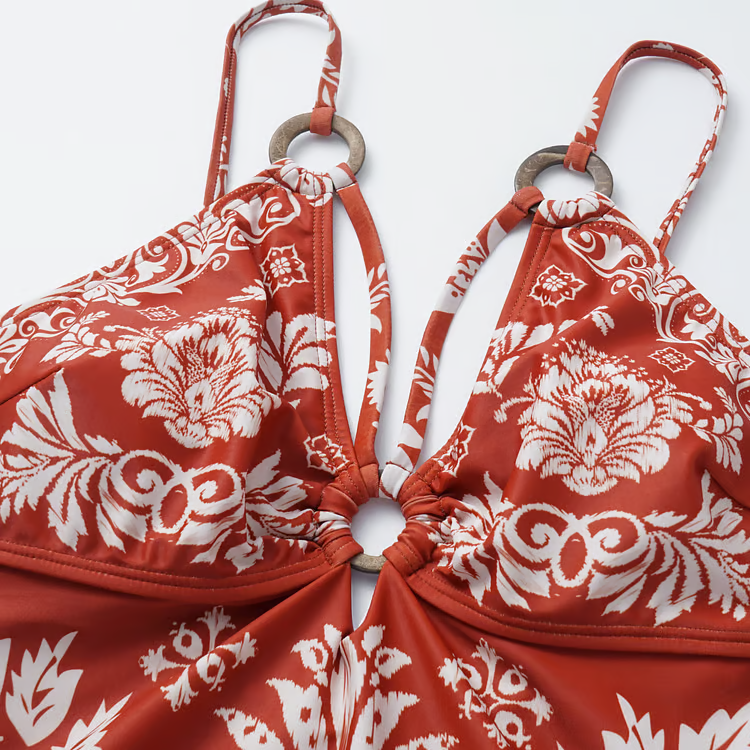 Lesly - V Neck Print Two Piece Swimsuit Set