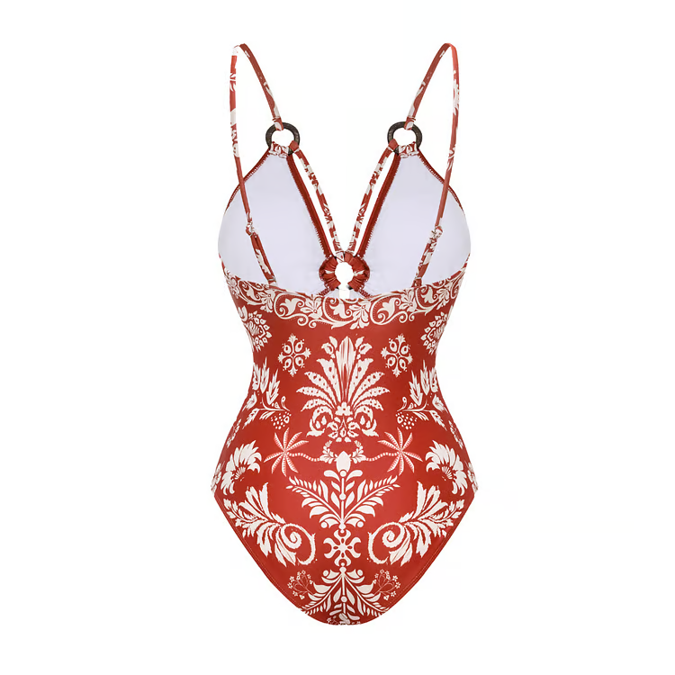 Lesly - V Neck Print Two Piece Swimsuit Set