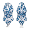 Ara - Variety Wearing Ways Lace Up Printed One Piece Swimsuit Set