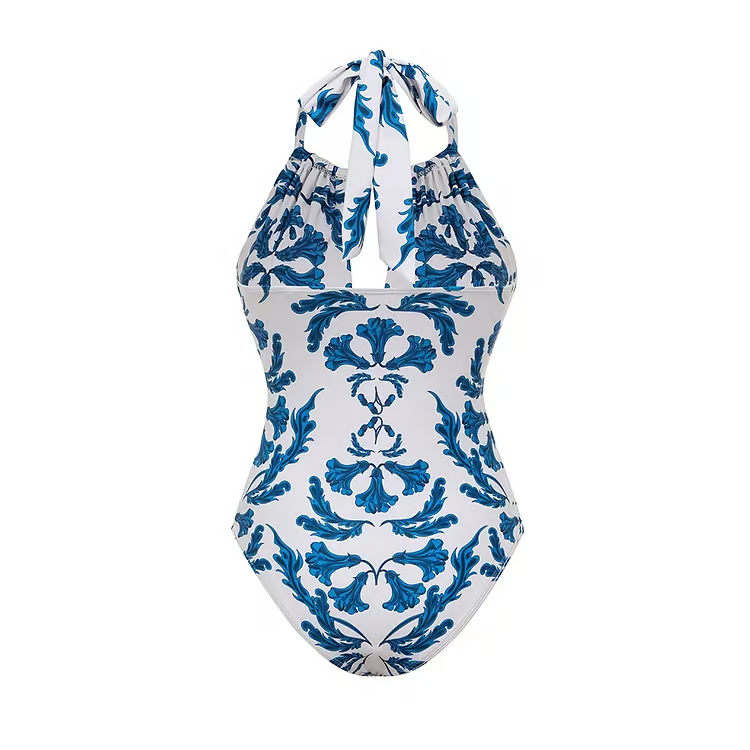 Ara - Variety Wearing Ways Lace Up Printed One Piece Swimsuit Set