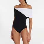Carly - Off Shoulder Color Block One Piece Swimsuit Set