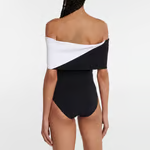 Carly - Off Shoulder Color Block One Piece Swimsuit Set