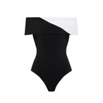 Carly - Off Shoulder Color Block One Piece Swimsuit Set