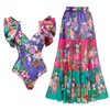 Jamie - Ruffled Floral Print Underwired One Piece Swimsuit Set
