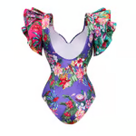 Jamie - Ruffled Floral Print Underwired One Piece Swimsuit Set