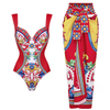 Maia - Sling Pattern Print One piece Swimsuit Set