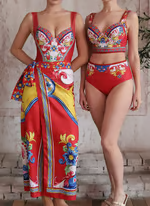 Maia - Sling Pattern Print One piece Swimsuit Set